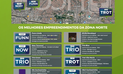 Lançamentos na Zona Norte Imóveis prontos e na planta